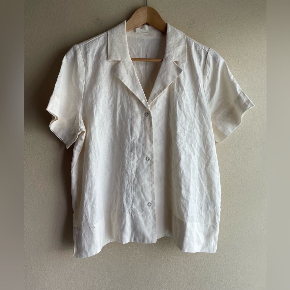 New Everlane Women Linen V Neck Shirt Size Medium